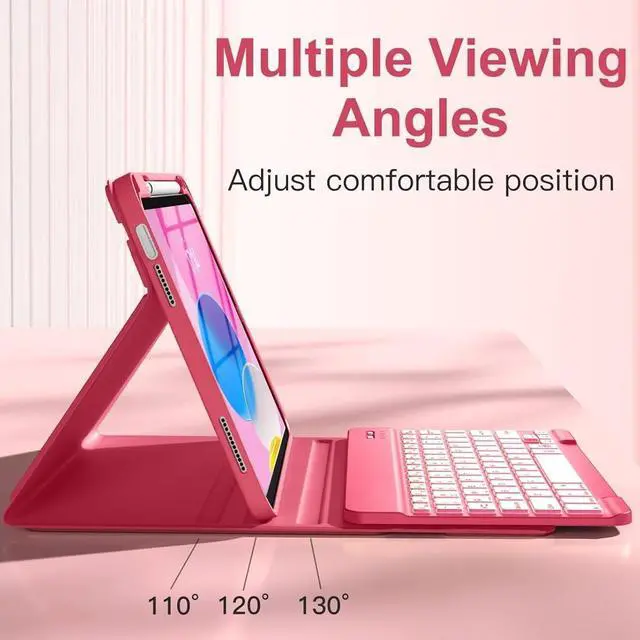 Alt view image 4 of 5 - iPad 11th generation keyboard protection case with 10.9-inch seven-color backlight, 9th generation tablet shell, air magnetic attachment, pen slot on the top, split design, suitable for all models.