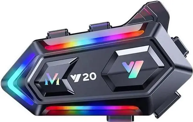 Main image of wusu Motorcycle Helmet Bluetooth Headset, Cool RGB Dazzling Lights Motorbike Helmet Speaker Double Noise Cancellation Intercom Communication Systems with IPX6 Waterproof/Strong Bass for Dirt Bike