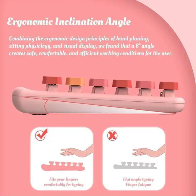 Alt view image 2 of 5 - wusu Keyboard Combos, Mix Colored Retro Typewriter Flexible Keyboard 86 Keys, 2.4G USB 1200DPI, Round Keycap Computer Keyboard