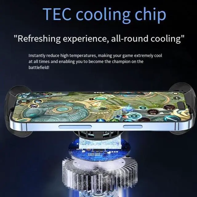 Alt view image 3 of 5 - Mobile semiconductor-based cooling for temperature reduction and heat dissipation JK01S. Mobile game "Honor of Kings" and "Fortnite" fan back clip controller.
