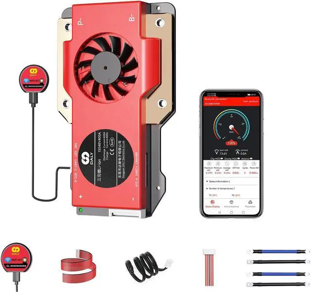 Main image of DALY Smart 13S BMS 48V 400A con módulo WiFi y placa de protección de comunicación CAN 485 para batería de litio de iones de litio (13S 48V Smart BMS+RS485+CAN+módulo WiFi, 400A)