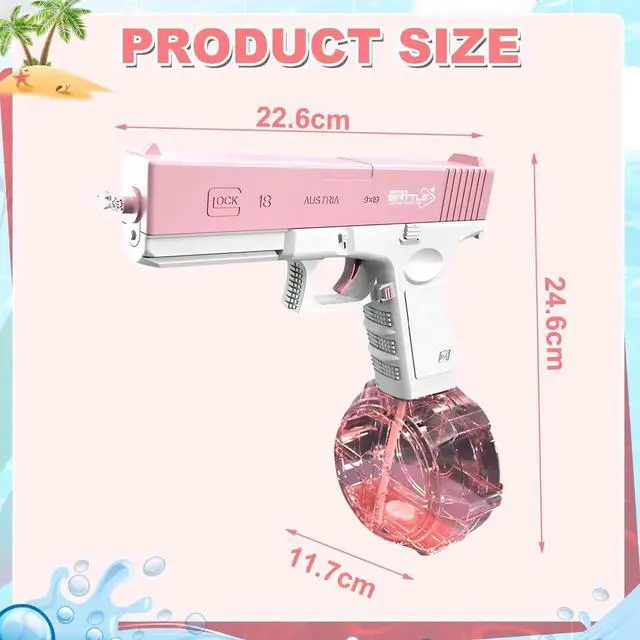 Alt view image 6 of 7 - Electric Water Pistol for Adults and Children, 434 CC+ 58 CC Large Capacity Strongest Water Sprayer Summer Pool Beach Party Toy