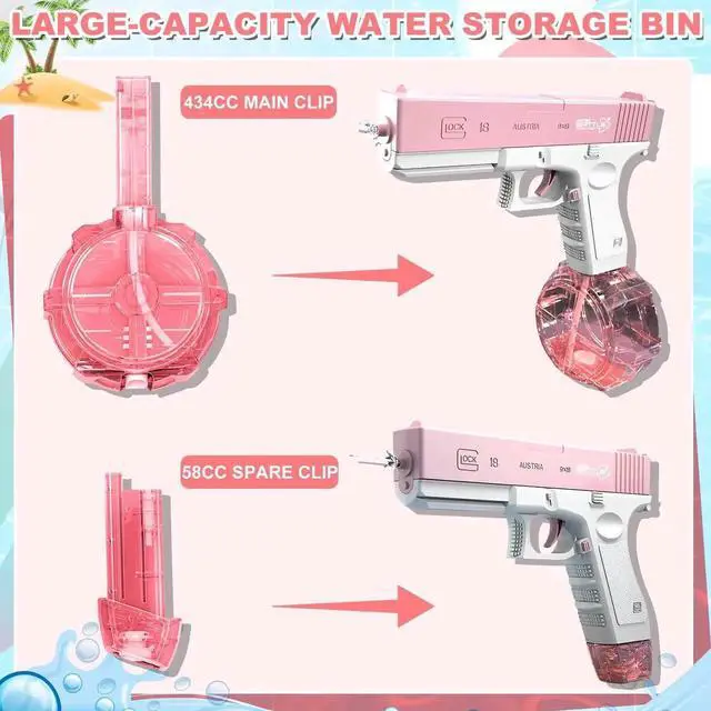 Alt view image 7 of 7 - Electric Water Pistol for Adults and Children, 434 CC+ 58 CC Large Capacity Strongest Water Sprayer Summer Pool Beach Party Toy