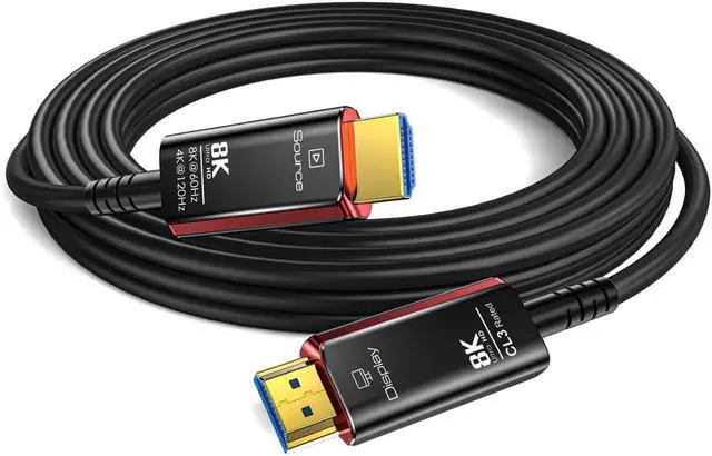 Main image of wusu 30Ft CL3 Rated HDMI Cable, 8K 48Gbps Fiber Optic Ultra High Speed Long HDMI 2.1 Cord for Pipes, In-Wall, Male to Male