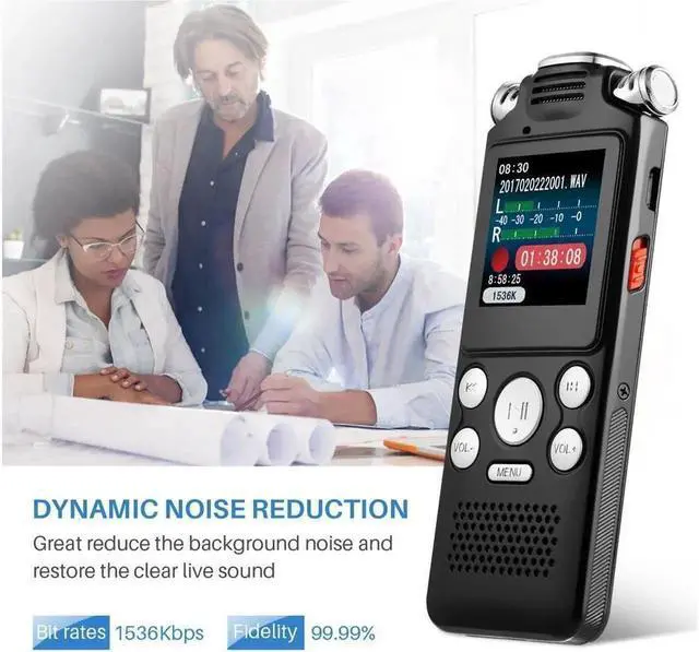 Alt view image 5 of 7 - 16GB digital recorder with variable speed playback, audio recorder, HD noise reduction dual microphone, MP3 player, for lectures, meetings, interviews noise reduction recording