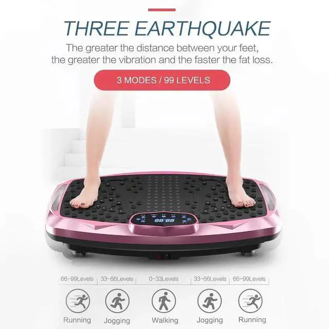 Alt view image 4 of 6 - Vibration Plate Exercise Machine Whole Body Workout Vibration Fitness Platform for Home Fitness & Weight Loss + BT + Remote, 99 Levels