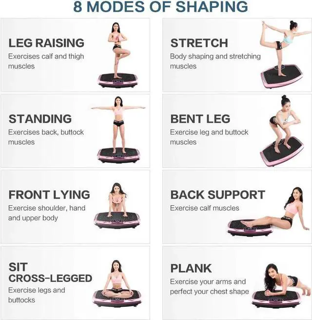 Alt view image 2 of 6 - Vibration Plate Exercise Machine Whole Body Workout Vibration Fitness Platform for Home Fitness & Weight Loss + BT + Remote, 99 Levels