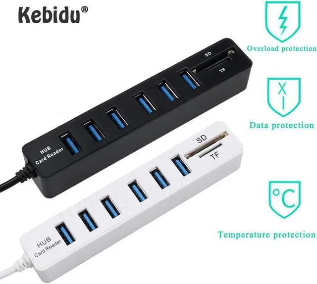 Alt view image 2 of 5 - USB Hub 3/6 Port Expander Hub High Speed Multi USB Splitter 2.0 Hub 3 Hub 3.0 Multiple USB3.0 TF SD Card Reader For PC