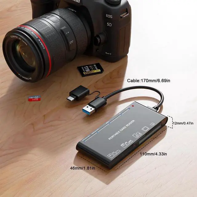 Alt view image 4 of 5 - Memory Stick Pro Duo Adapter, Memory Card Reader for MS/XD/CF/SD Card - 7-in-1 Card Reader/Adapter for Windows, Mac, iOS, Android(USB-A + USB-C)
