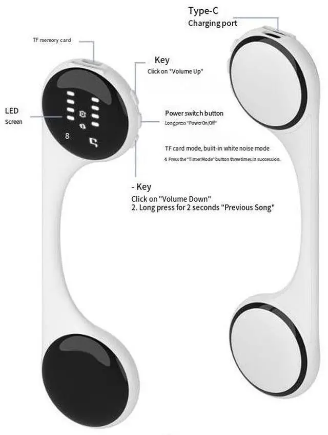 Alt view image 2 of 7 - wusu Bone conduction speaker headphones - Bluetooth audio accessory for noise reduction and sleep induction. White noise pillow for aiding sleep. Specifically designed for use under the pillow.