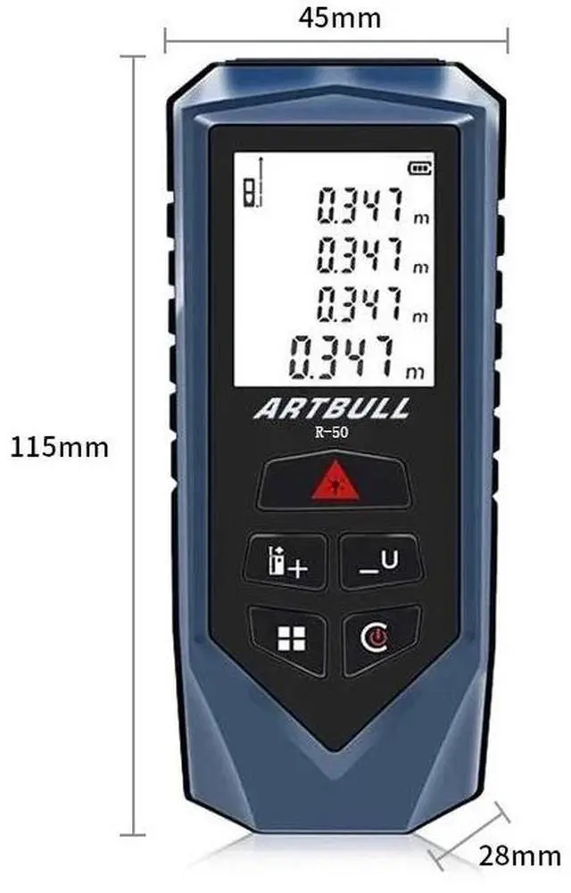 Alt view image 5 of 5 - wusu ARTBULL Laser Rangefinder - Handheld Infrared Rangefinder for Measuring Room Size - Electronic Measuring Tape 100m