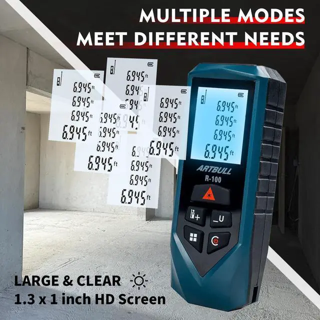 Alt view image 4 of 5 - wusu ARTBULL Laser Rangefinder - Handheld Infrared Rangefinder for Measuring Room Size - Electronic Measuring Tape 100m