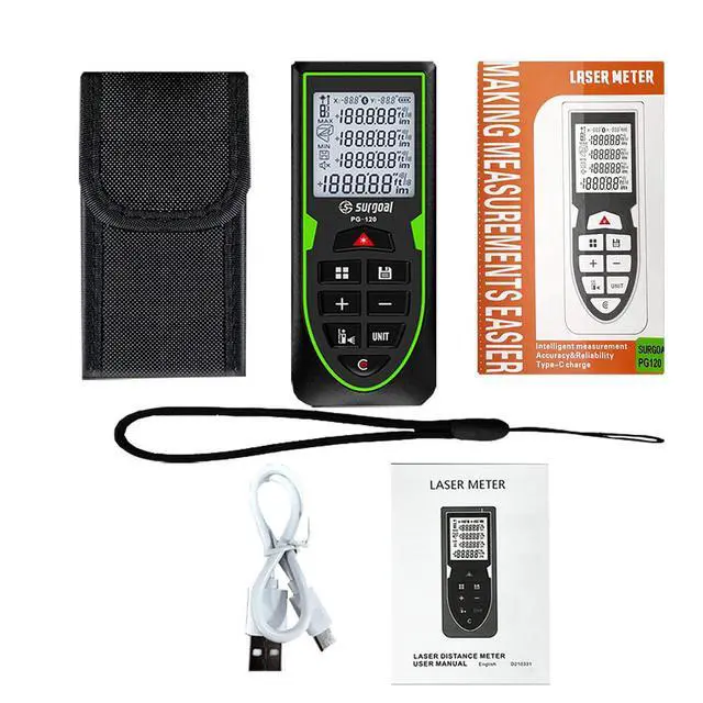 Alt view image 5 of 7 - wusu PG-120 rechargeable green light laser rangefinder, portable room measuring instrument with 120m electronic ruler and green laser light