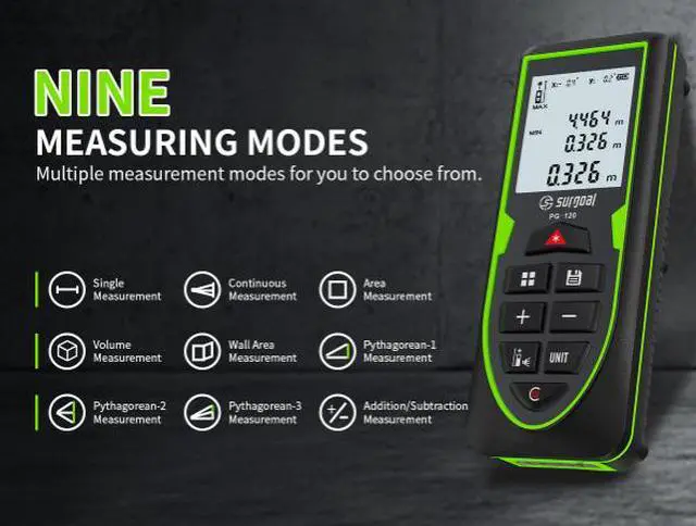 Alt view image 7 of 7 - wusu PG-120 rechargeable green light laser rangefinder, portable room measuring instrument with 120m electronic ruler and green laser light