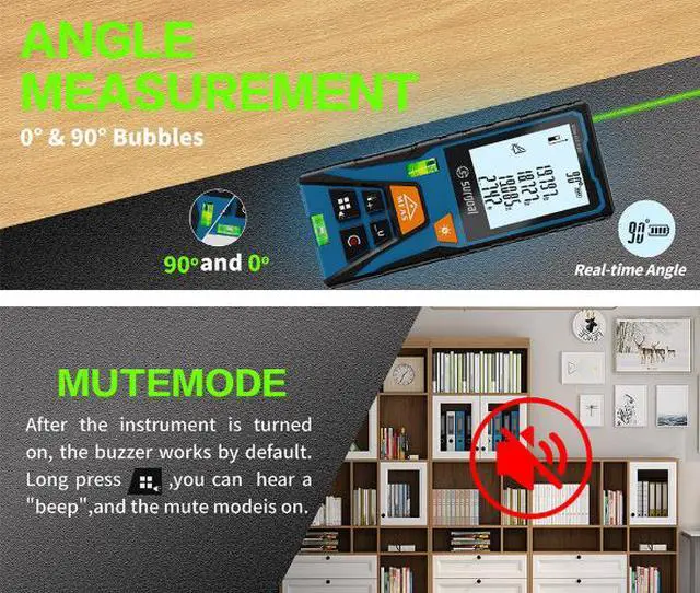 Alt view image 6 of 7 - wusu High-intensity green light laser rangefinder, handheld electronic ruler, measuring room length of 120 meters