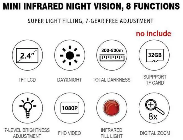 Alt view image 7 of 7 - wusu 8x magnification mini infrared night vision binoculars for outdoor hunting night vision device, rechargeable