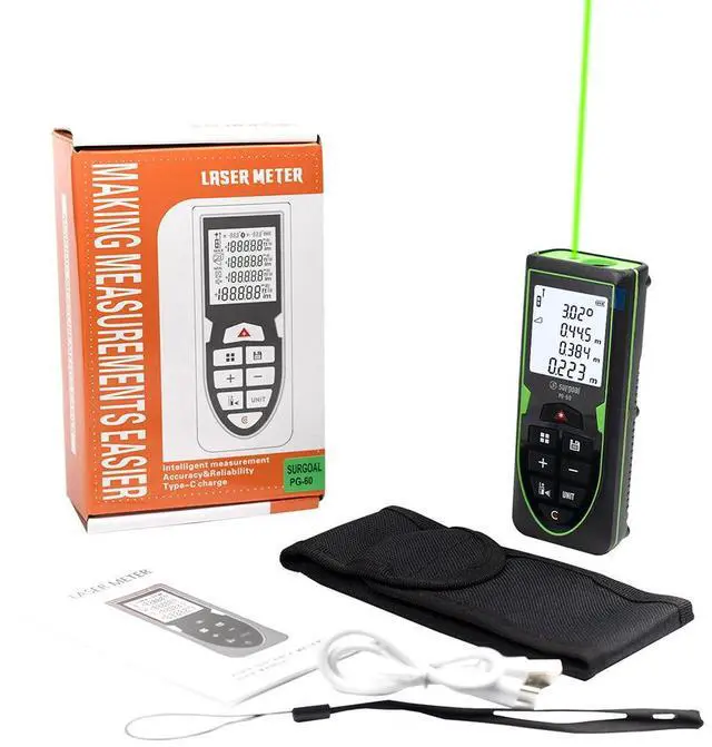 Alt view image 4 of 7 - wusu Green laser rangefinder - 120m, rechargeable, handheld distance measuring laser measuring instrument for rooms, electronic ruler