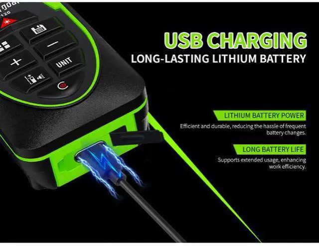 Alt view image 6 of 7 - wusu Green laser rangefinder - 120m, rechargeable, handheld distance measuring laser measuring instrument for rooms, electronic ruler