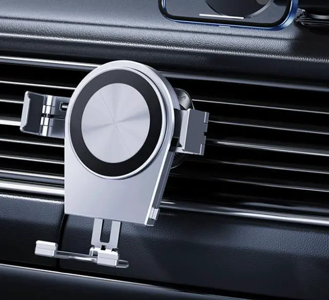 Alt view image 2 of 5 - Car-mounted mobile phone holder - Magsafe magnetic attachment holder - Automatic clamping - Magnetic force - Gravity combined outlet bracket