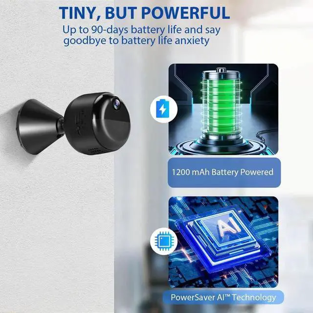 Alt view image 2 of 6 - Mini Hidden Camera, 1080P Small Nanny Cam for Home Security, 90 Days Battery Life, Auto Night Vision, Magnetic Installation, PIR Motion Detection with Alerts,Cloud Storage & Local SD Card Replay