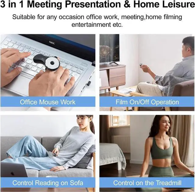 Alt view image 2 of 7 - SANWA 3 in 1 Bluetooth Finger Ring Mouse, Wireless Presentation Clicker, Video Scroller & Page Turn for Kindle APP, Mini Wearable Mouse, Rechargeable Handheld Remote Mice for PC, Laptop, Mac, Tablet