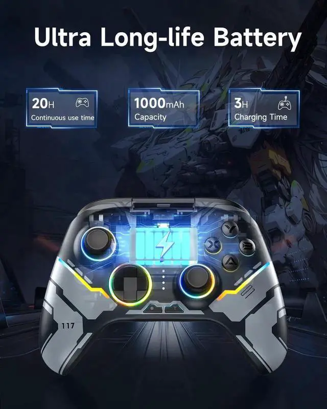 Alt view image 6 of 7 - X15 PC Controller - Enhanced Wireless Bluetooth Controller with Hall Joysticks/Hall Triggers/RGB Lighting - No Stick Drift, No Dead Zone - Work for Windows PC, Android, Steam and Switch