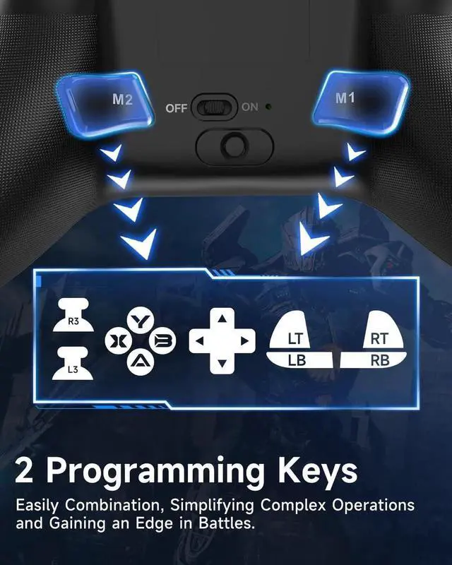 Alt view image 5 of 7 - X15 PC Controller - Enhanced Wireless Bluetooth Controller with Hall Joysticks/Hall Triggers/RGB Lighting - No Stick Drift, No Dead Zone - Work for Windows PC, Android, Steam and Switch