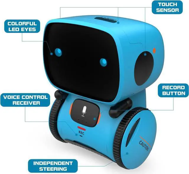 Alt view image 4 of 6 - Robot Toy for Kids, Interactive Voice Touch Controlled Smart Robotics with Singing, Dancing, Speech Recognition and Voice Recording, Idea Gift Toy for Babies Toddlers Children Kids - Blue