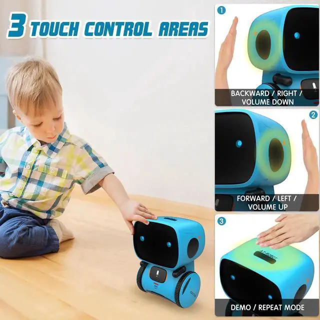 Alt view image 6 of 6 - Robot Toy for Kids, Interactive Voice Touch Controlled Smart Robotics with Singing, Dancing, Speech Recognition and Voice Recording, Idea Gift Toy for Babies Toddlers Children Kids - Blue