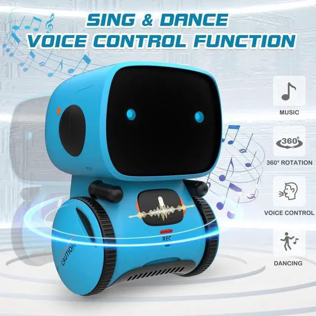 Alt view image 2 of 6 - Robot Toy for Kids, Interactive Voice Touch Controlled Smart Robotics with Singing, Dancing, Speech Recognition and Voice Recording, Idea Gift Toy for Babies Toddlers Children Kids - Blue