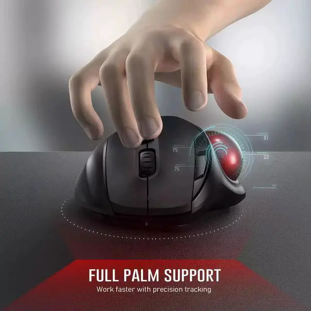 Alt view image 2 of 5 - Trackball Wireless Mouse Rechargeable Bluetooth 2.4G USB Mou