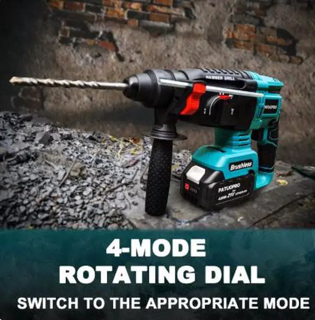 Alt view image 5 of 5 - Brushless Cordless Rotary Hammer Drill 18V SDS Plus Hammer D