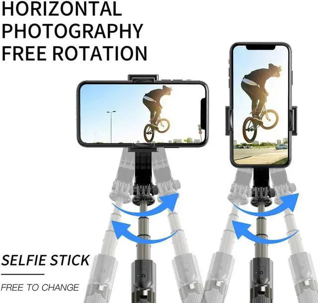 Alt view image 3 of 7 - Foldable Handheld Phone Gimbal Stabilizer with Extendable Bluetooth Selfie Stick and Tripod, Eliminate Shake to Keep Video Smooth, for Smartphones Vlog Youtuber Live Video TikTok (Black)