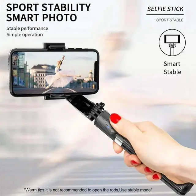 Alt view image 5 of 7 - Foldable Handheld Phone Gimbal Stabilizer with Extendable Bluetooth Selfie Stick and Tripod, Eliminate Shake to Keep Video Smooth, for Smartphones Vlog Youtuber Live Video TikTok (Black)