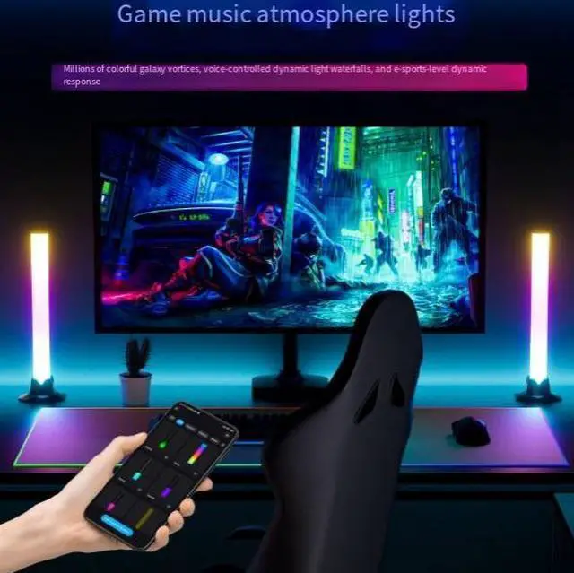 Alt view image 2 of 4 - E-sports audio pickup atmosphere lights, dual sets, music rhythm pickup lights, Bluetooth APP, desktop atmosphere lights