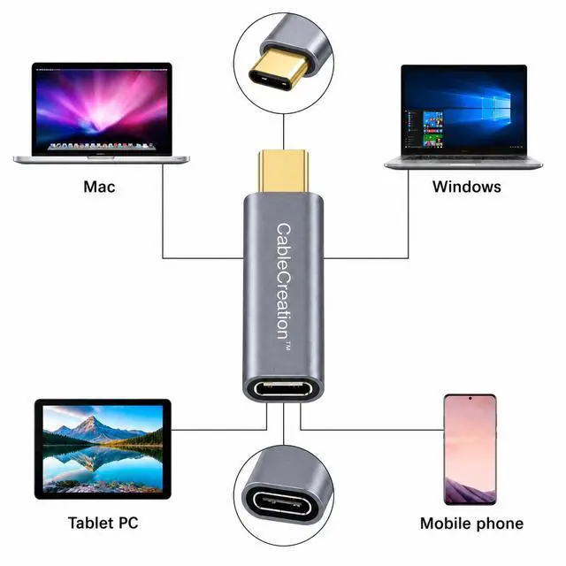 Alt view image 5 of 5 - CableCreation USB C Male to Female Adapter, USB 3.1 Type C Extension Convertor 10Gbps, Compatible with MacBook Pro, iPad Pro, Samsung DeX Station, Oculus Quest Link, Galaxy S9/S9+/S10/Note9 etc, Gray