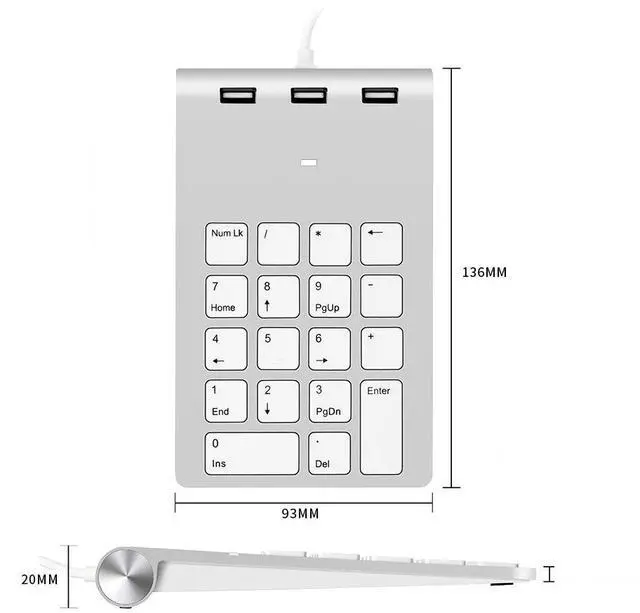 Main image of USB 2.0 Digital Keyboard with HUB Multi-functional Finance Accounting Cashier Computer Universal Wired Silent Small Keyboard