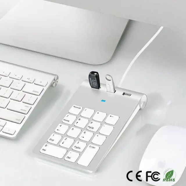 Alt view image 3 of 3 - USB 2.0 Digital Keyboard with HUB Multi-functional Finance Accounting Cashier Computer Universal Wired Silent Small Keyboard