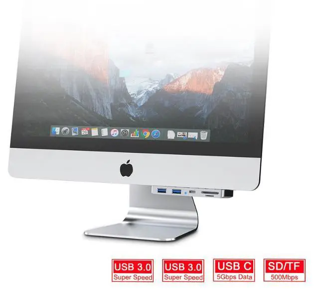 Alt view image 4 of 5 - Rocketek's iMac Apple all-in-one computer docking station comes with a USB 3.0 extension cable, HUB (hub), and SD/TF card slot.