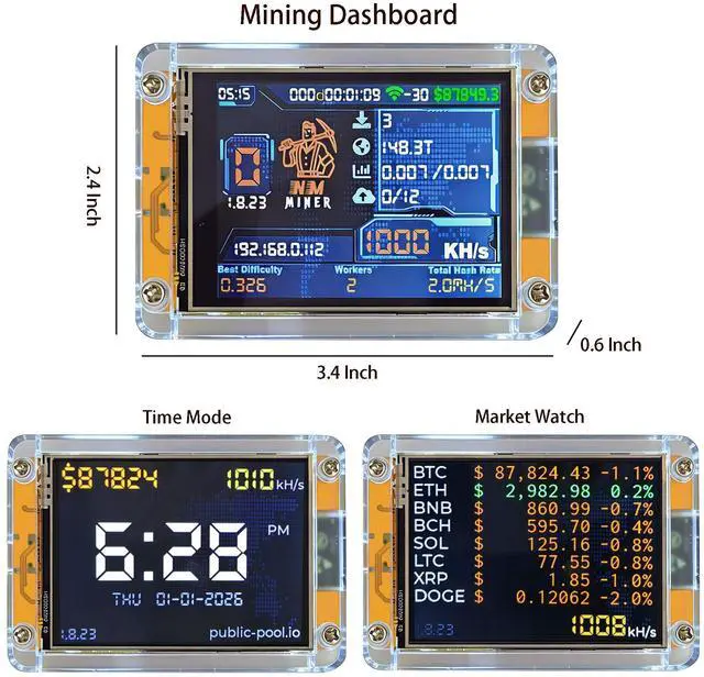 Alt view image 4 of 10 - Bitcoin Lottery Miner NM Miner V2 1000KH/s SHA256 ESP32 CYD Smart Development Board Mini Bitcoin Mining Solo BTC Miners Home Crypto Mining Machine with 2.8 Inch Display