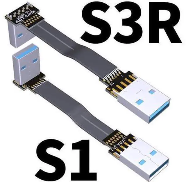 Alt view image 3 of 7 - ADT-Link USB 3.0 Cable USB to USB Cable Type A Male to Male Extension Cable Super Speed HDD 90/270 Degree Angle Up/Down Angled (30cm,S1-S3R)