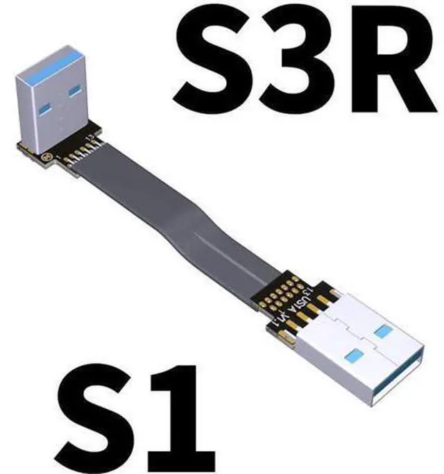 Alt view image 2 of 7 - ADT-Link USB 3.0 Cable USB to USB Cable Type A Male to Male Extension Cable Super Speed HDD 90/270 Degree Angle Up/Down Angled (30cm,S1-S3R)
