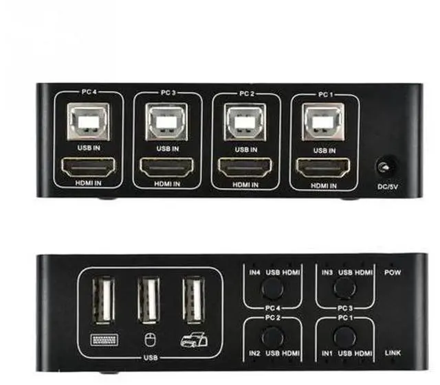 Alt view image 3 of 5 - 4 port KVM Switch 4K USB KVM Switcher 4 in 1 out Hot USB For Mouse Keyboard For win7/For win10/For MAC