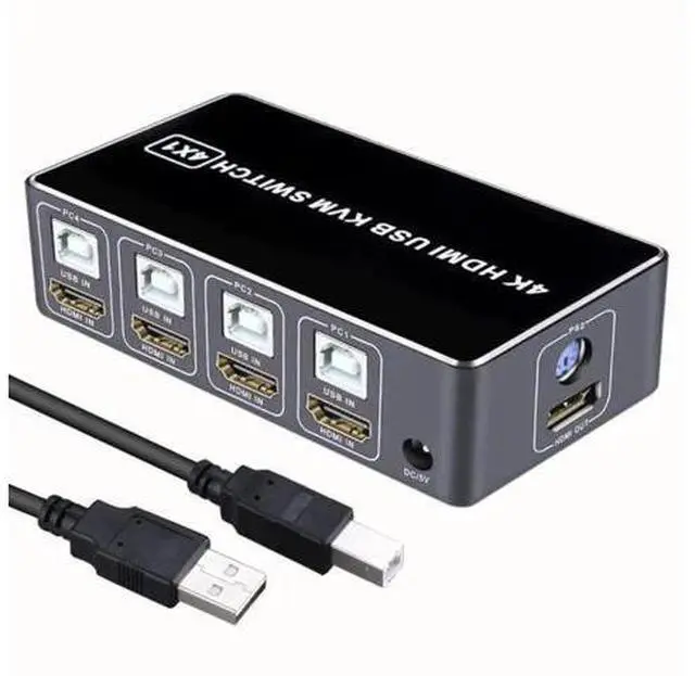 Alt view image 5 of 5 - 4 port KVM Switch 4K USB KVM Switcher 4 in 1 out Hot USB For Mouse Keyboard For win7/For win10/For MAC