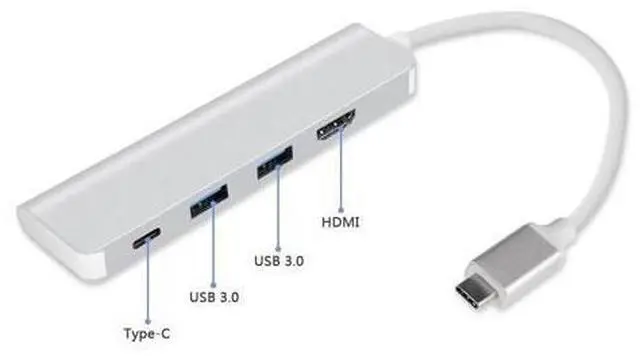 Alt view image 2 of 5 - USB-C Typc C Hub Adapter with 4K Typc-C PD USB 3.0 HUB for Macbook Air / Pro 2018 Galaxy S10 Mate 20