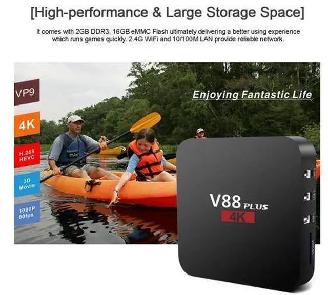 Alt view image 3 of 5 - V88 Plus RK3229 Quad Core 1080P 2+16GB Miracast TV Set-top Box for Android 7.1
