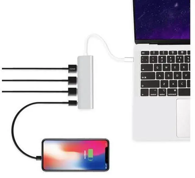 Alt view image 3 of 5 - USB-C Typc C Hub Adapter with 4K Typc-C PD USB 3.0 HUB for Macbook Air / Pro 2018 Galaxy S10 Mate 20