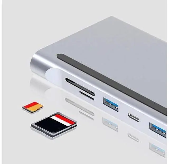 Alt view image 5 of 5 - 12 in 1 Type-c to Dual /VGA/USB 3.0 Hub/PD/RJ/Micro-SD/TF Card Dock Adapter High Resolution Multifunctional Cable Hub