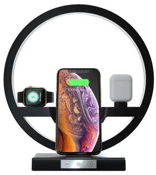 Main image of 3 IN 1 QI Fast Wireless Charger Dock for iPhone 11 Pro Max for Apple Watch iWatch 1 2 3 4 5 Airpods Charger Holder LED Lamp 2019