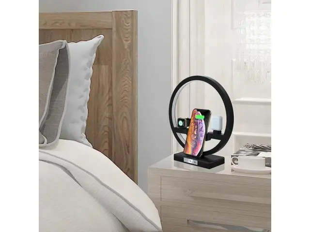 Alt view image 5 of 5 - 3 IN 1 QI Fast Wireless Charger Dock for iPhone 11 Pro Max for Apple Watch iWatch 1 2 3 4 5 Airpods Charger Holder LED Lamp 2019